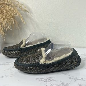 UGG Australia Ansley Moccasin Flat
Shoes Leopard Print Gold Black
Sheepskin Sz 9